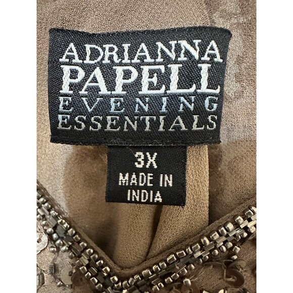 Y2K Adrianna Papell Womans Silk Beaded Top Size 3X Sequin Evening Event Fairy - Picture 3 of 15